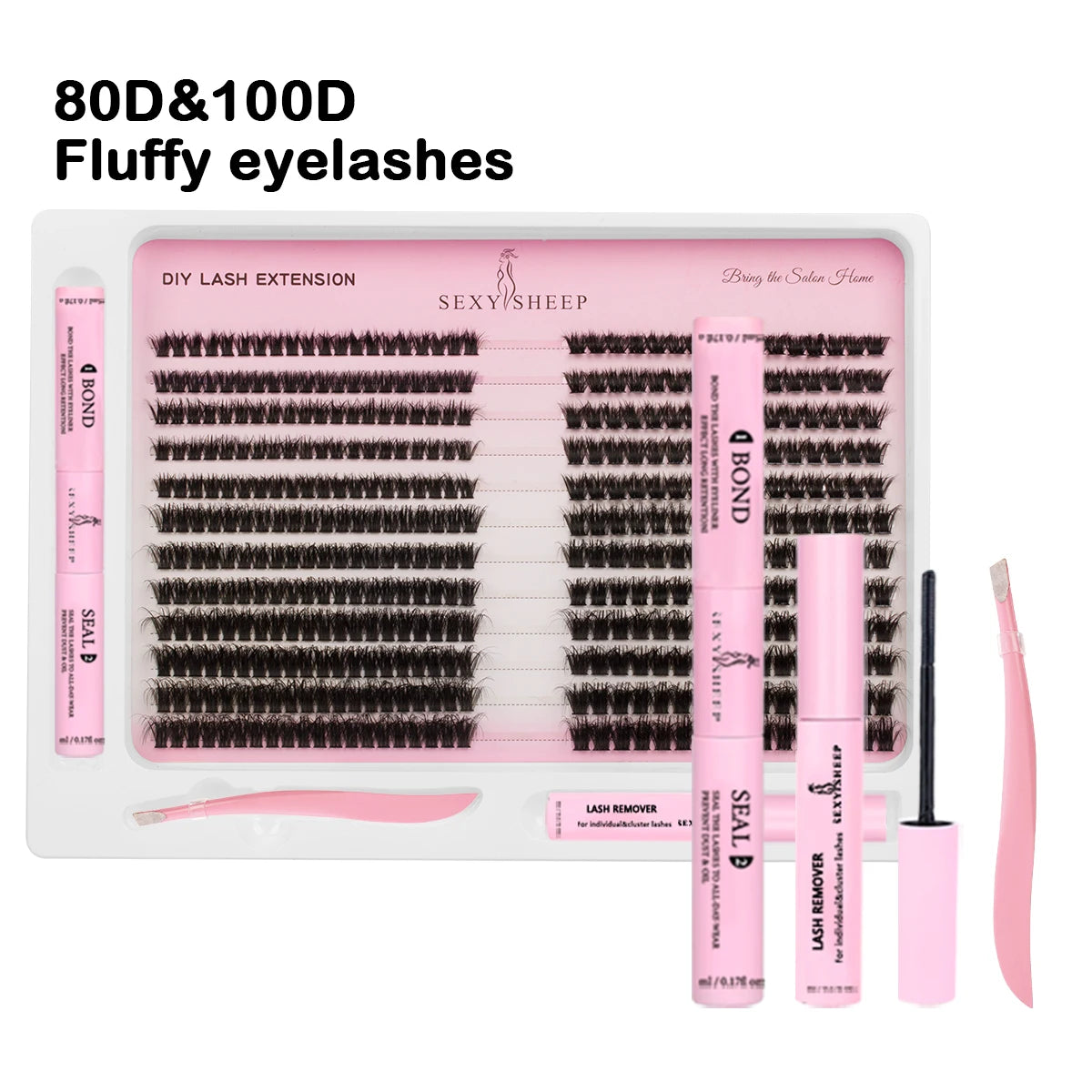 DIY Lash Extension Kit 480pcs Individual Lashes Cluster Mix 40D 60D 60D 80D with Lash Bond and Seal and Remover,tweezers Explosive 80D100D