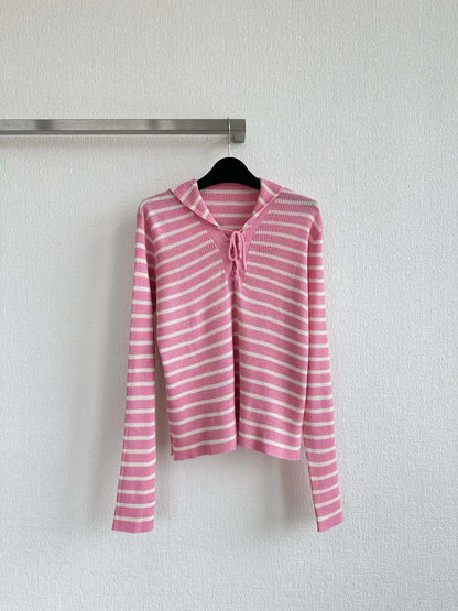 2025 new striped sweater for women Pink