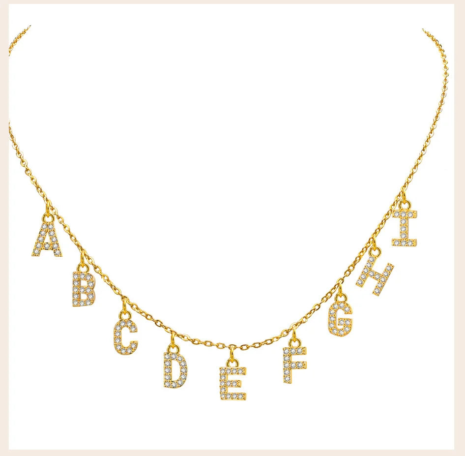 Personalized Initial Name Necklace Stainless Steel Women Alpahbet Letter Pendant ,Initial Collar Statement Charms Gift Badiee Stylez