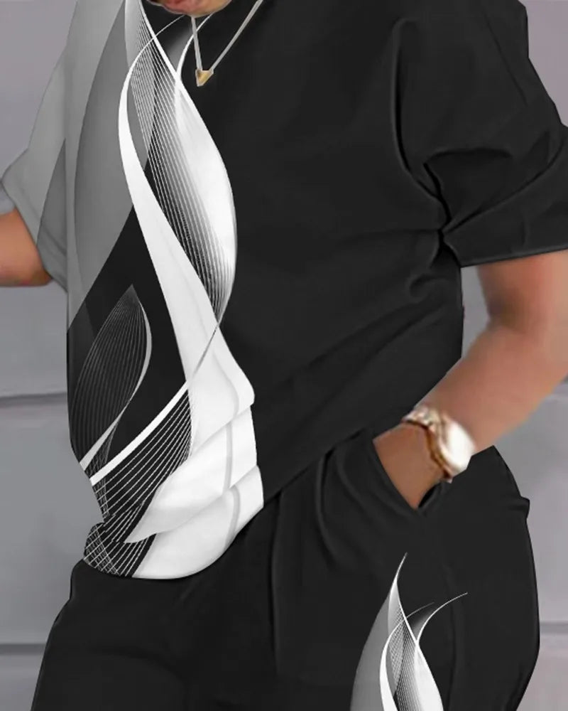 Women's T-shirt+Hot Pants Two Piece Set 2024 Summer Fashion Casual Printing Quick Drying Sports Fitness Top Shorts Female Suit