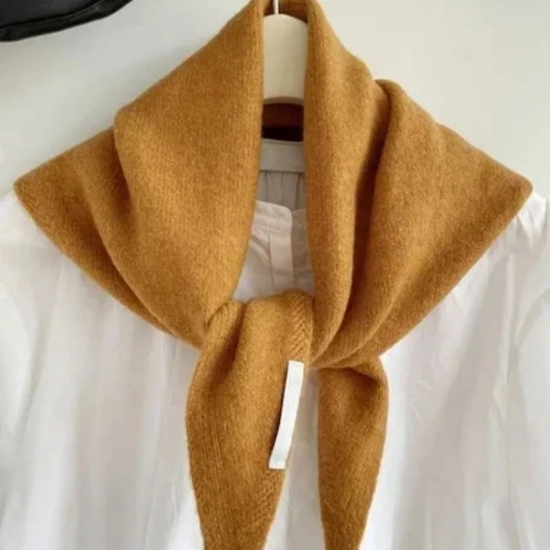 British Korean Style Niche Wool Knitted Triangular Scarf Women Headscarf Knitted Scarf Multi-functional Warm Knitted Scarf Badiee Stylez