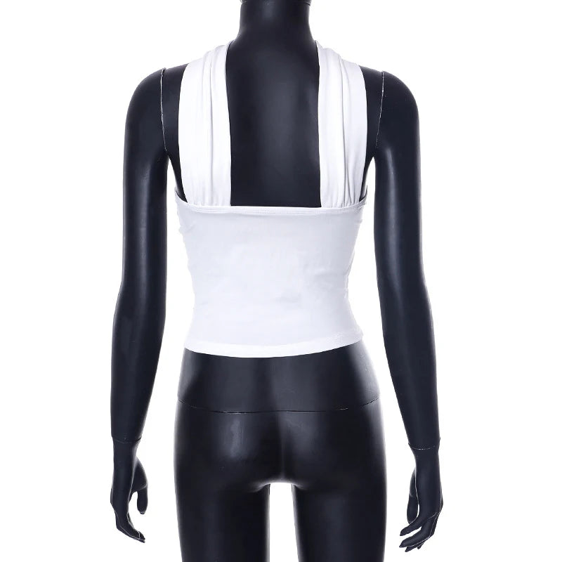 Chic White Sexy Strapless Crop Tops 2023 Elegant Summer Slim Tanks Tube Top Cropped Solid