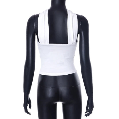 Chic White Sexy Strapless Crop Tops 2023 Elegant Summer Slim Tanks Tube Top Cropped Solid