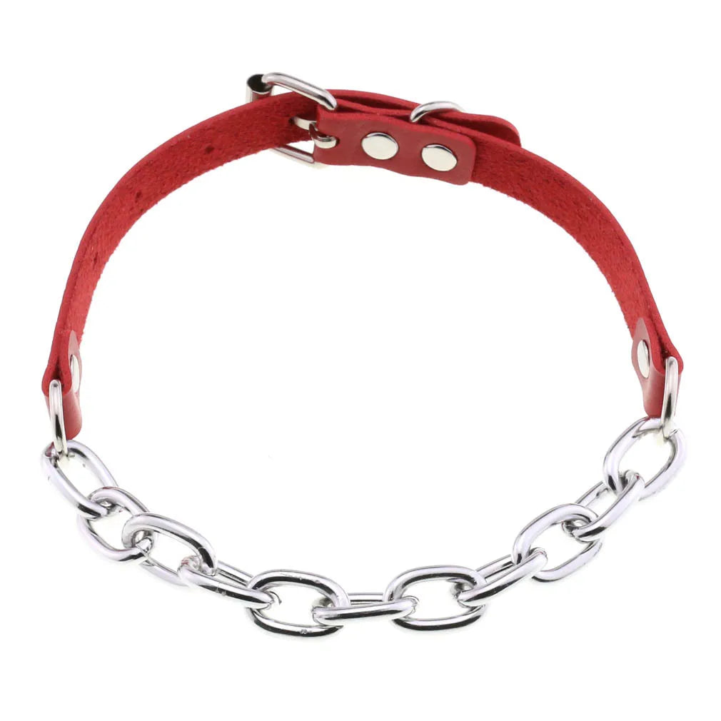 Punk Red Choker Necklace PU Leather Sexy Spiked Neck Strap Clavicle Collar Men Necklaces Hollween Women Y2K Jeweley Gift