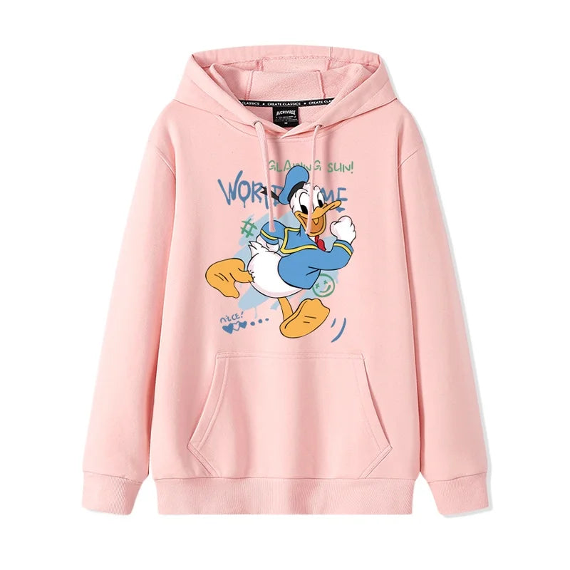 Donald Duck print pattern hooded men's and women's hoodies, trendy loose casual couple hoodies, hooded jacket, multiple colors 4