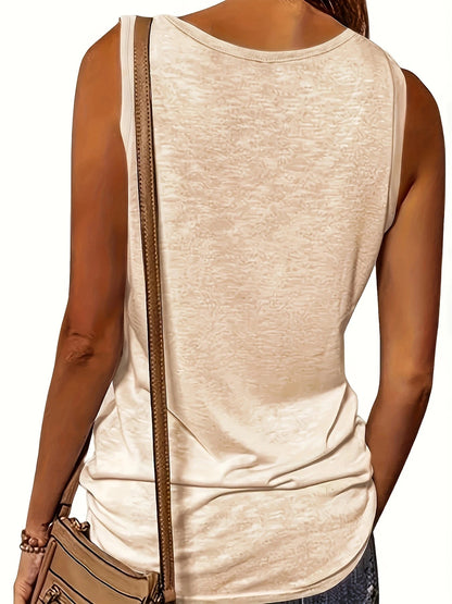 Versatile Women's V-Neck Half-Zip Tank Top - Casual All-Season Wear with Durable Stretch Fabric