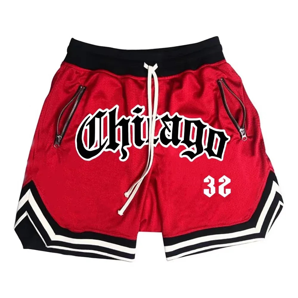Chicago Basketball Shorts Men's Casual Sports Shorts Breathable Running Training Five Points PantsMesh Fitness Short Trousers Badiee Stylez