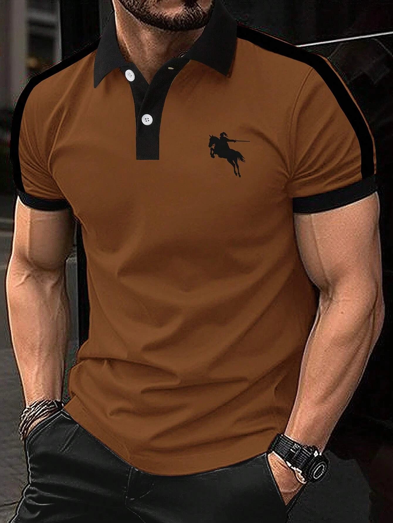 Men's Fashion Polo Shirt - Stylish Print, Lapel Button, Short Sleeve, Business Casual, Perfect for Golf and Everyday Wear