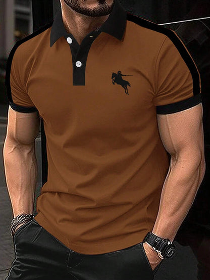 Men's Fashion Polo Shirt - Stylish Print, Lapel Button, Short Sleeve, Business Casual, Perfect for Golf and Everyday Wear