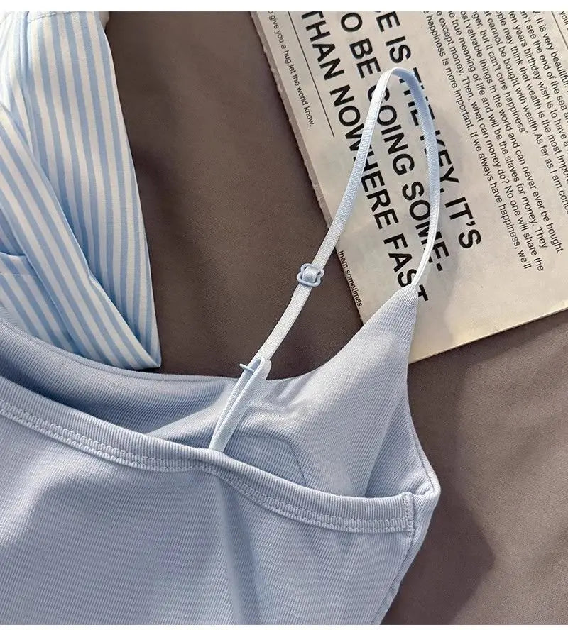 Striped Sleepwear Women Pajama Sets Spaghetti Strap Piiama Shorts Sets 2 Pieces Korean Night Wears Summer Cute Home Suit 2025