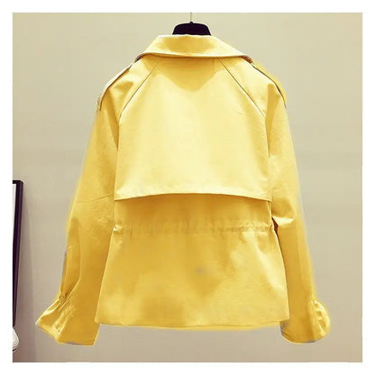 Women's Short Jacket 2025 Spring Autumn New Korean Fashion Loose Waist Slim Windbreaker Coat Solid Female Outwear Tops