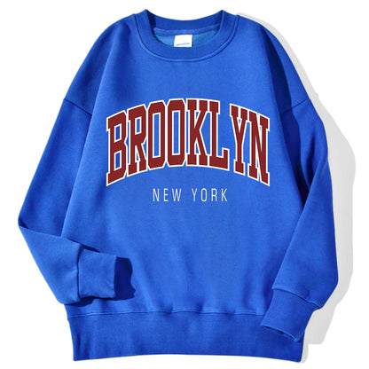 Brooklyn New Work Printed Hoodies Women Cotton Colorful Clothes Basic Trend Hooded Tops Be Durable Harajuku Hoodie Womens Blue