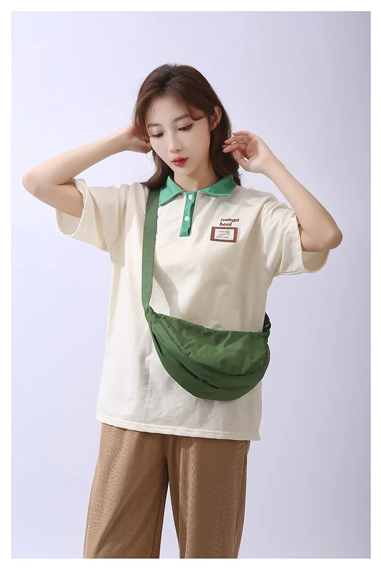 Simple Design Women's Messenger Bag Fashion Ladies Nylon Hobos Small Shoulder Bags Vintage Female Girls Purse Cloth Handbags