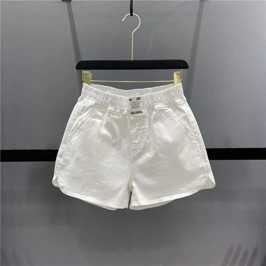 Fashionable Summer 300kg Candy Color Labeled Elastic Waist Casual Shorts Women's Loose Fit A- line Bell Bottoms