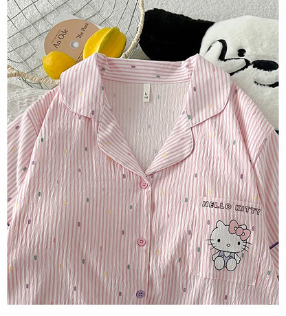 Summer Hello Kitty pajamas three-piece comfortable casual cartoon loungewear