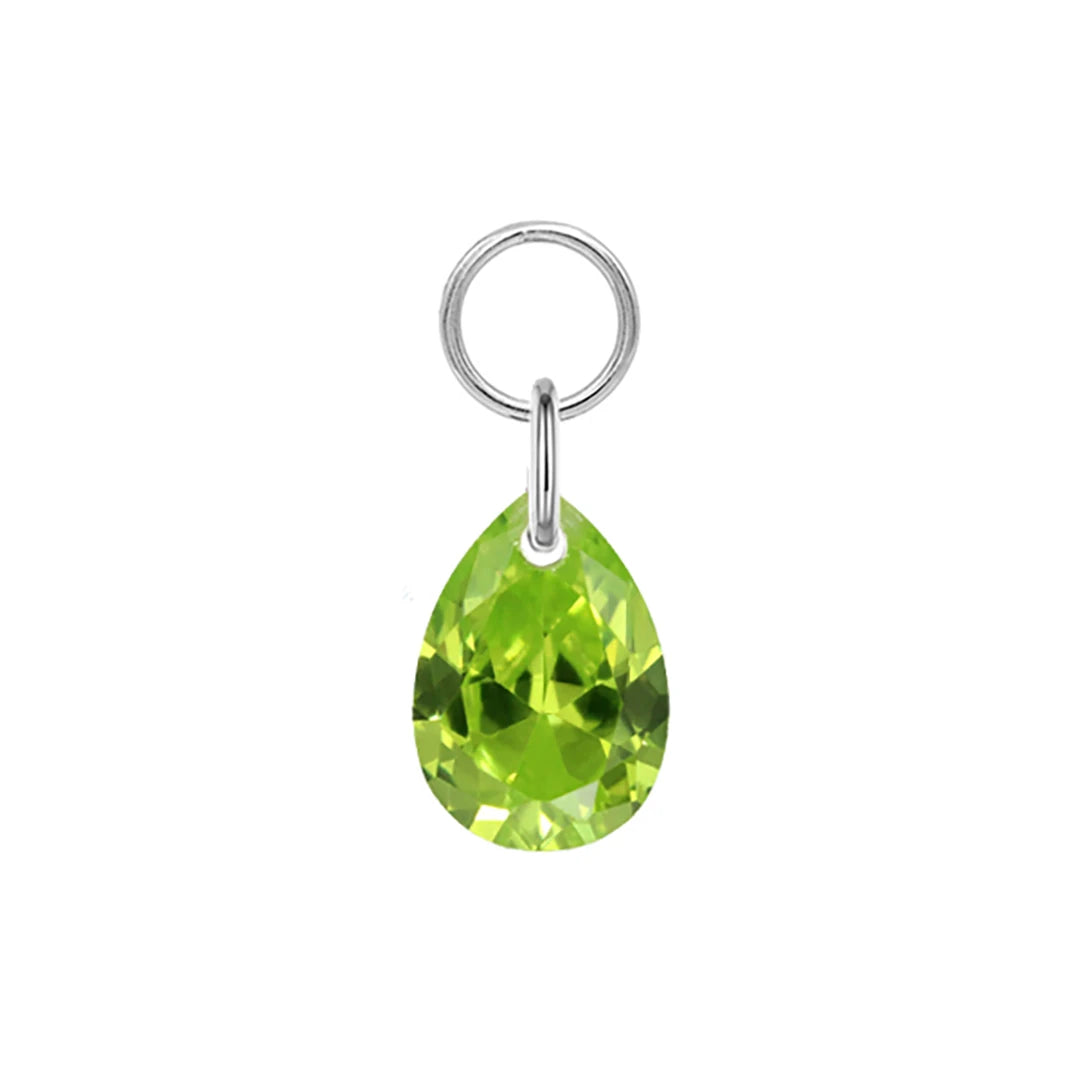 Hot Sale G23 Titanium Hinged Segment Ring Colored Zircon/Tourmaline/Corundum Drop Attachment Charms Piercing Body Jewelry Pear(Green CZ) CHINA