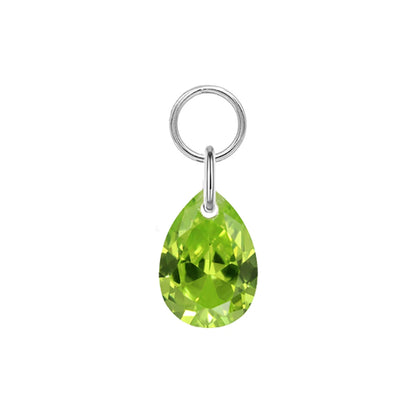 Hot Sale G23 Titanium Hinged Segment Ring Colored Zircon/Tourmaline/Corundum Drop Attachment Charms Piercing Body Jewelry Pear(Green CZ) CHINA