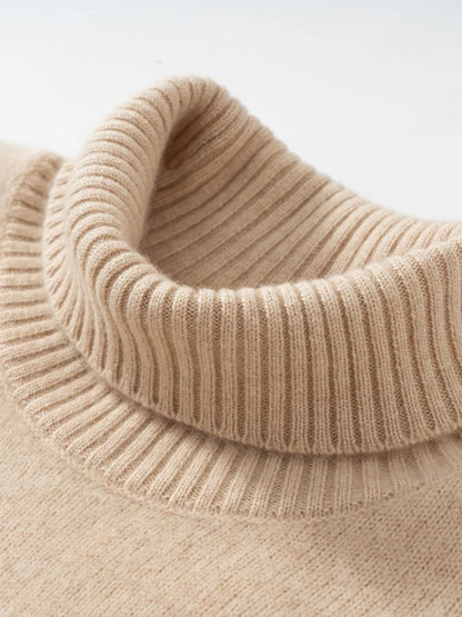 100% Cashmere Sweater Long Dress New Women High Turn-down Collar Pullover  Soft Cosy Autumn Winter Casual Solid Knitwear Dress Badiee Stylez