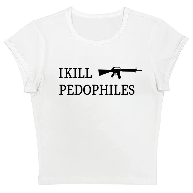 Grunge Punk Hip Hop Y2K Womens T-Shirt Short Sleeve Sexy Slim Chic Fashion Printed Crop Top Gothic Harajuku Emo Girls Streetwear QL776A-White-luqi