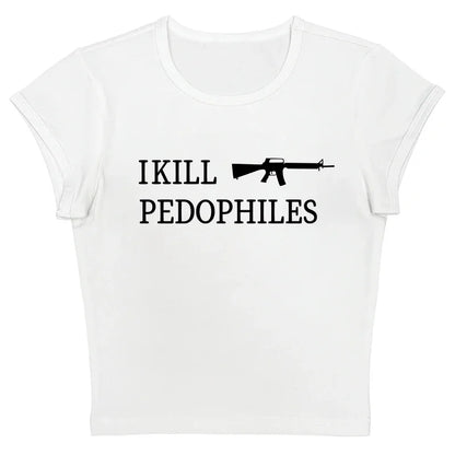 Grunge Punk Hip Hop Y2K Womens T-Shirt Short Sleeve Sexy Slim Chic Fashion Printed Crop Top Gothic Harajuku Emo Girls Streetwear QL776A-White-luqi