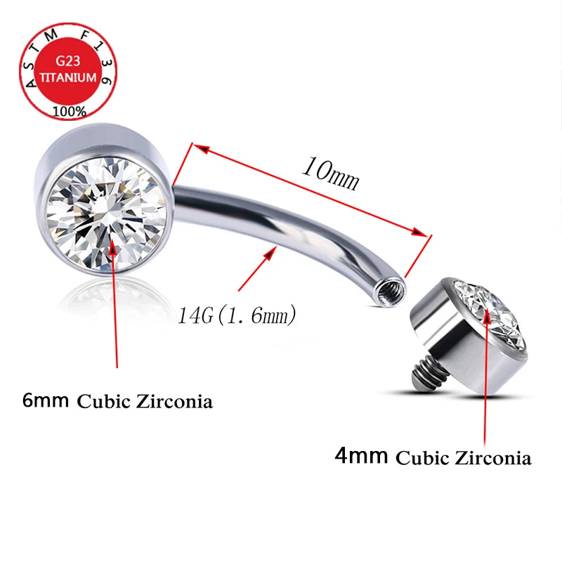 G23 Titanium Internally Thread Navel Piercing Jewellery Sexy Belly Button Rings 14G Navel Body Piercing CZ Beach Pendant Jewelry