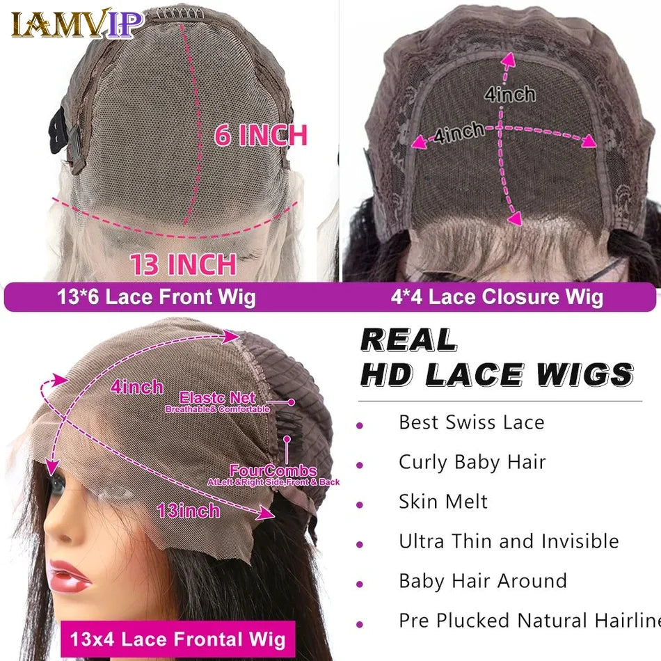 250% 30-36inch Body Wave 13x6 Hd Frontal Human Hair Pre-plucked Lace Brazilian Remy 13x4 Front Wig 4x4 Closure With Hd Full Lace Badiee Stylez