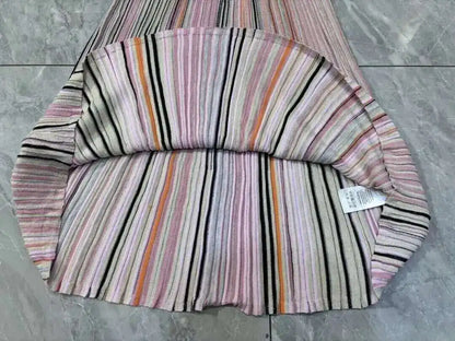 QMQA Fashion Women's Gradient Stripes Design Dresses V Neck High Waist Long Sleeve Elegant Party Dress Female Spring New 1A116 Badiee Stylez