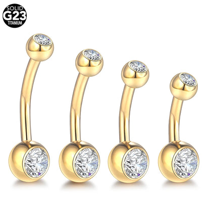 10pcs/lot Titanium CZ Crystal Belly Button Ring Navel Bar Piercing 6/8/10/12mm Belly Nombril Piercing Sexy Jewelry for Women 14G Badiee Stylez