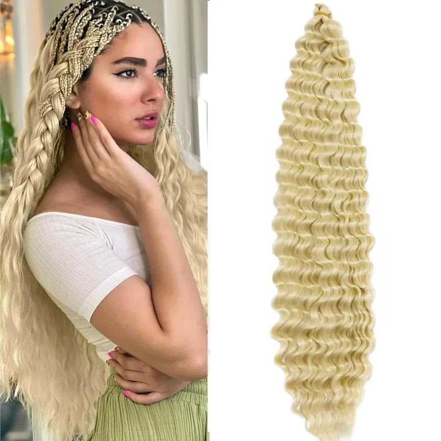 Synthetic Curly Braiding Hair 30 Inch Ocean Wave Crochet Hair for Black Women Long Deep Wave Wet and Wavy Braiding Hair Badiee Stylez