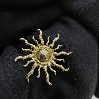 Antique Jewelry Fashion Golden Sun God Brooch for Women Men Coat Accessories Female Vintage Crystal Brooches