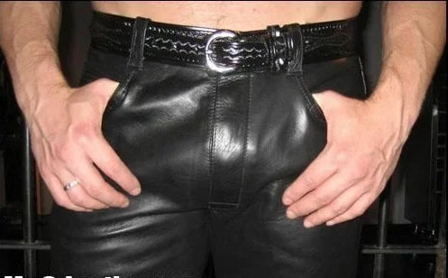 New Men Stretchy Leather Pants Slim Clothing PU Leather Skinny Pants Wet Look Tights Pants