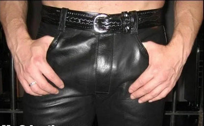 New Men Stretchy Leather Pants Slim Clothing PU Leather Skinny Pants Wet Look Tights Pants