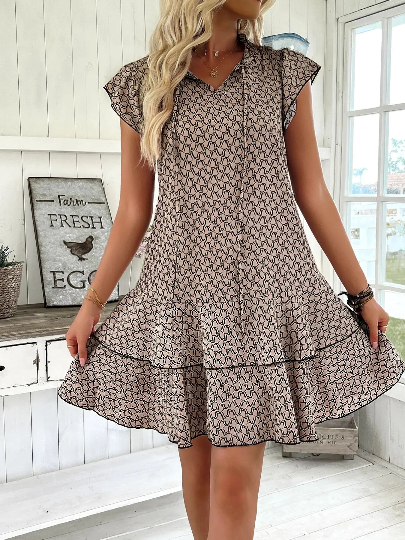 Casual Loose Printed Short Dresses For Women 2025 Fashion Summer Women's A-Line Mini Dress Elegant Vintage Female Dresses