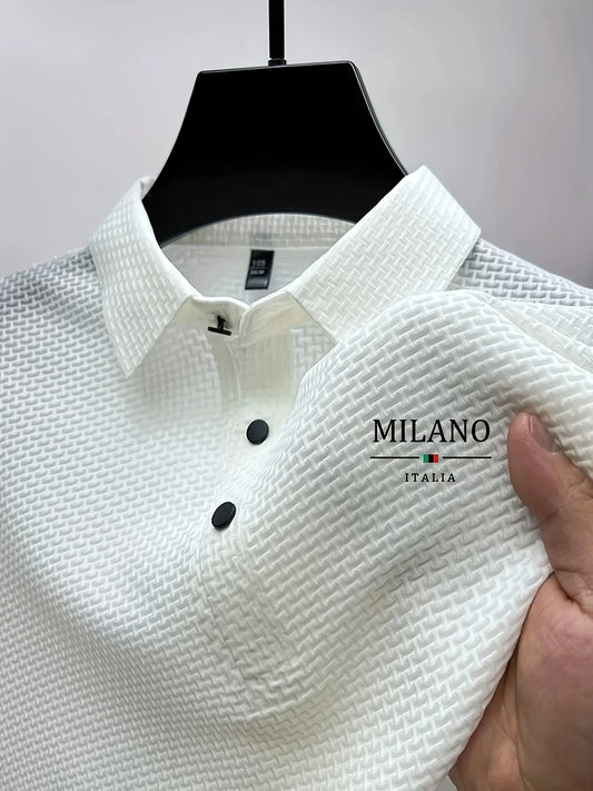 Stylish Men's Polo Shirt - Exquisite Craftsmanship, Classic Lapel & Button Closure, Solid Color