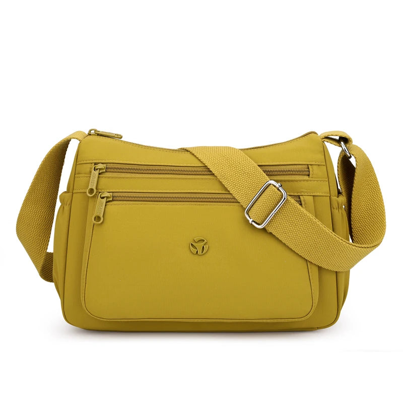 Just Hold A Lot Waterproof Nylon Shoulder Crossbody Bags for Women Messenger Travel Daily Use Bags Suitable for Mothers Shopping Gold Brown