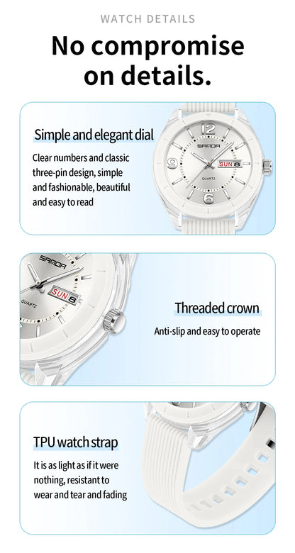 SANDA Quartz Watch for Women Waterproof Auto Date Week Elegant Luxury Ladies Wristwatch Waterproof Analog Women's Watches