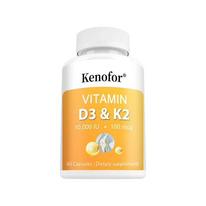Vitamin D3 and K2 Capsules - Supports Bone, Teeth, Muscle and Immune System Health, Improves Absorption, Digestion 60 count-1 bottle