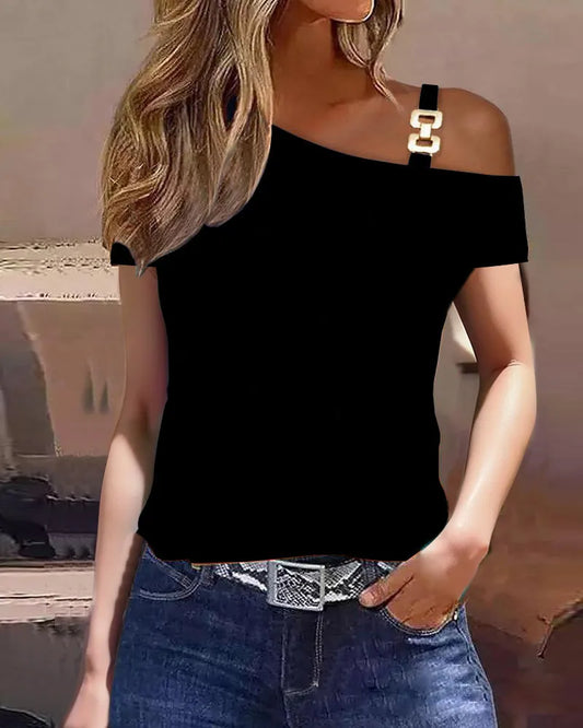 Women Summer Ruffles Short Sleeve Loose T Shirt Chic Elegant Solid O Neck Tops Casual Simple All Match Tee Streetwear Blouse black