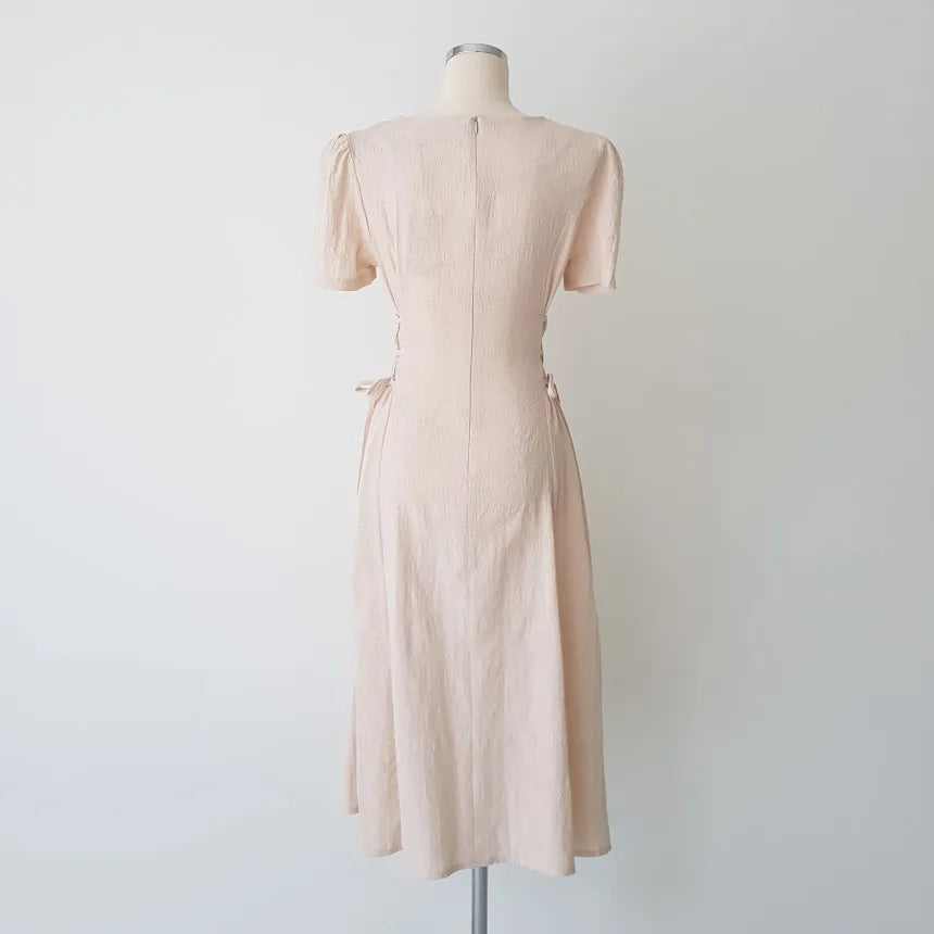 Cotton Linen Dress Long New Hot Sales Woman Short Sleeve Solid Retro Vintage Long Dresses