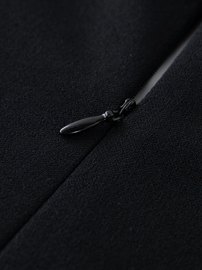 DUSHU Women Autumn Long SLeeve Dresses Office Lady Temperament Polo Neck A-LINE Long Dress Fake Two Patchwork Dress 24DS83358