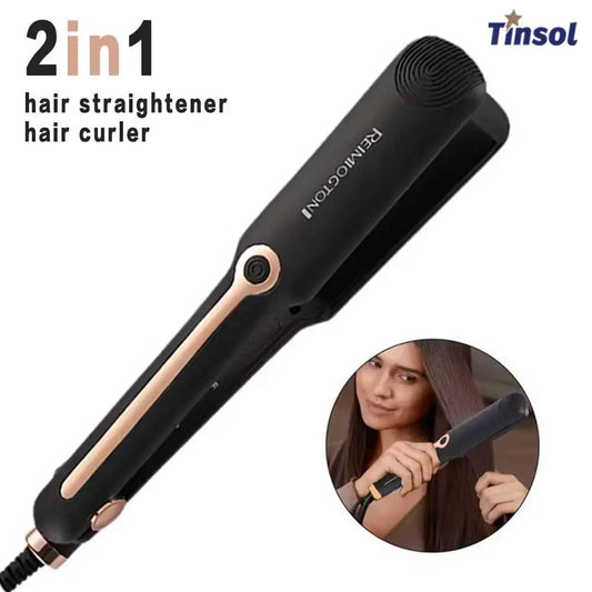 Tinsol 2-in-1 Hair Straightener Curling Iron Ceramic Plate Negative Ion Wide Plate Temperature Adjustable Hair Straightener