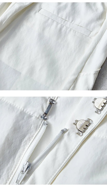 Women's Spring Summer New Hooded suit Casual Sports Fashion Chain Cardigan with Trousers Two-piece Set Badiee Stylez