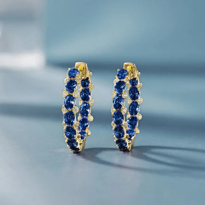 Huitan Luxury Trendy Pink/Green/Blue/Yellow CZ Hoop Earrings for Women Silver Color/Gold Color Hot Trendy Girls Jewelry Dropship