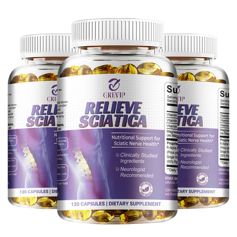 Sciatic Nerve Relief Capsules - Alpha Lipoic Acid Vitamin - Relieve Sciatica and Support Nervous System and Joint Health 120 Capsule-3bottles