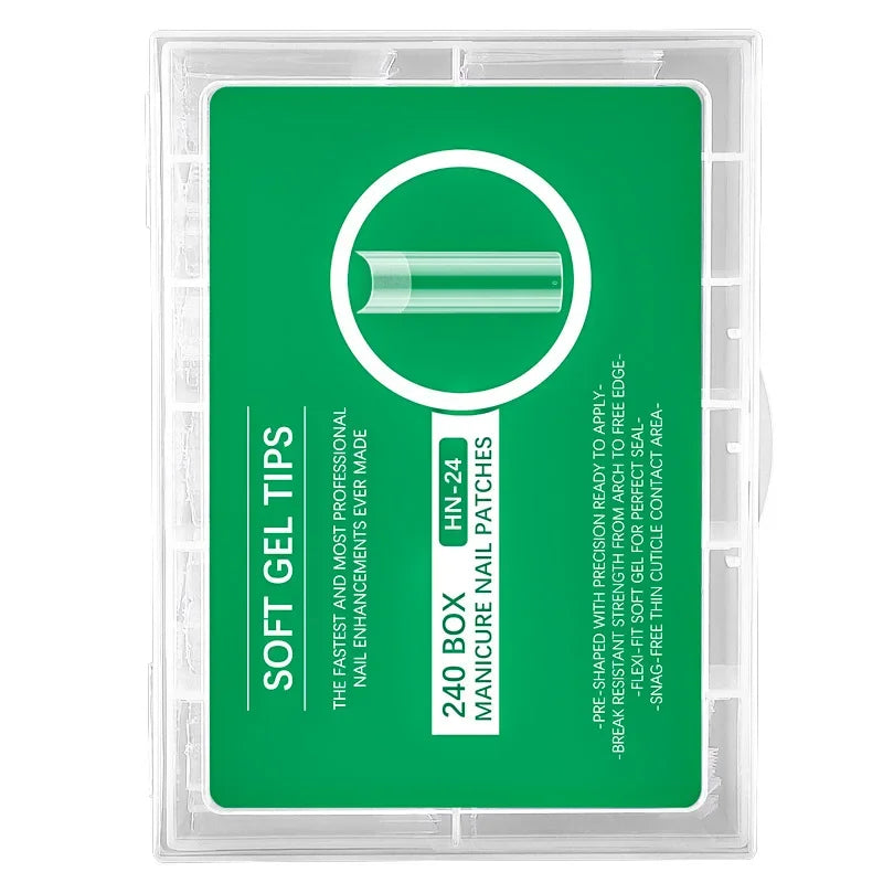 240PCs Extra Long XXL Size False Nail Tips Soft Gel Coffin Square Almond Fake Nail Tips Half Matte No Trace Traceless Nails