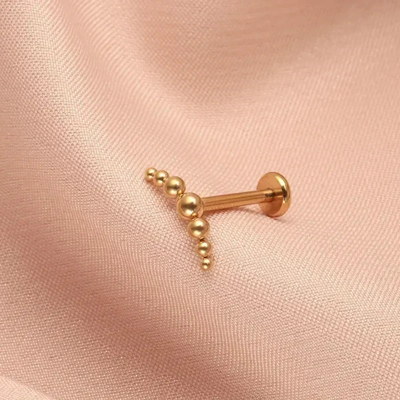 ASTM F136 Titanium Mirror Polish 7 Beads Cluster 16G Labret Cartilage Helix Conch Monroe Tragus Piercing Body Jewelry