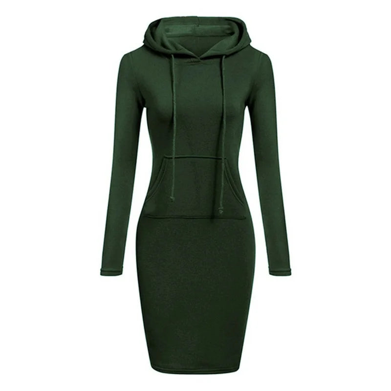 Fashion Sweatshirt Dresses Women's Pocket Hooded Casual Dresses Mini Dresses Badiee Stylez