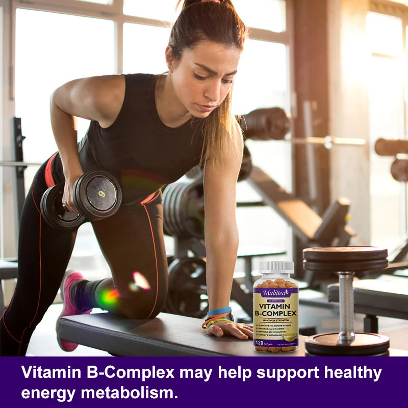 Mulittea 3X Complex Vitamin B Supplements (B12 B2 B6)for Relieve Stress Improve Immunity System Energy Support