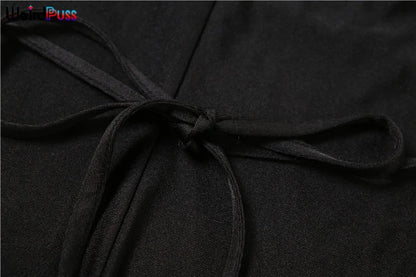 Weird Puss Hipster Fitness Jumpsuit Women Backless Sleeveless Deep v-Neck Cross Bandage Skinny Stretch Workout Sporty Streetwear