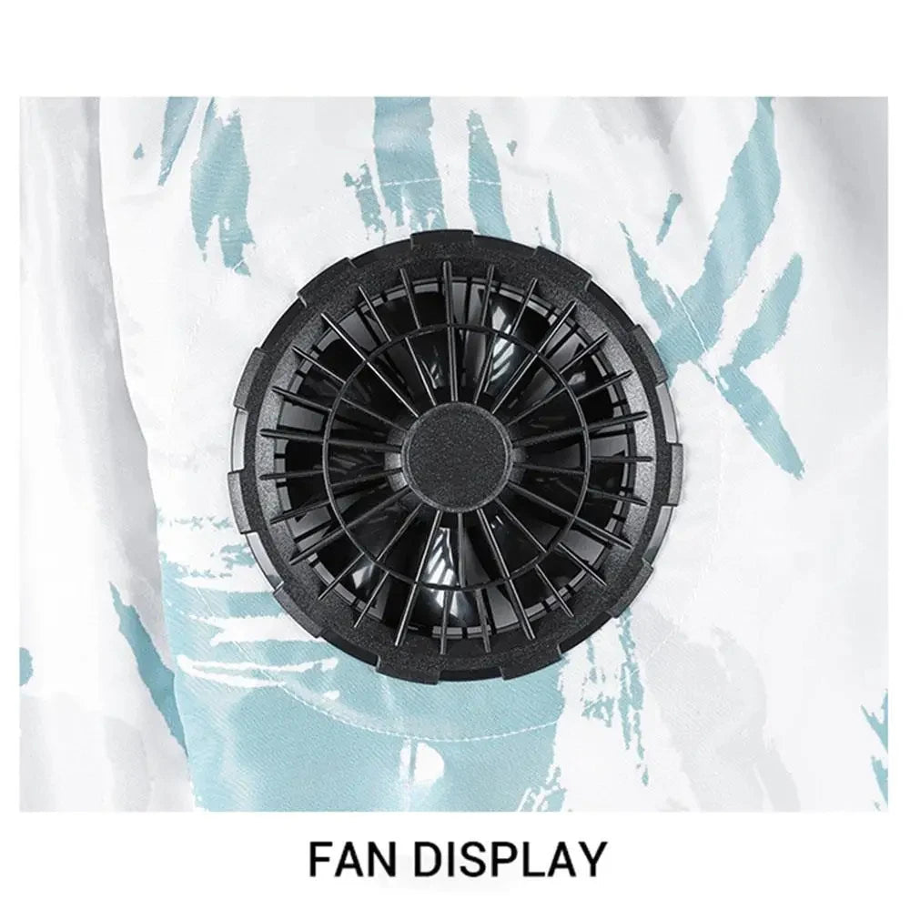 Summer air conditioning clothes men's short sleeve work clothes charging refrigeration anti-heat cooling fan sunscreen clothes